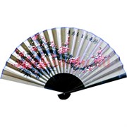 Веер 50 см шелковый светло-коричневый (рисунки в ассортименте)