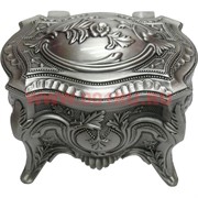 Шкатулка мельхиор "Цветы" на ножках (718)