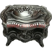 Шкатулка мельхиор на ножках с узорами и цветами (724)