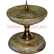 Подсвечник из оникса 10 см с металлическим стержнем для свечи