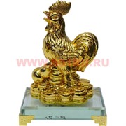 Петух 13,5 см (ZM16-6) полистоун на стеклянной подставке (символ 2017 года)