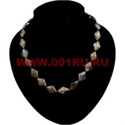 Бусы из коричневого агата "Ромб"