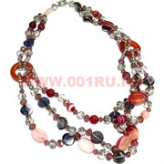 Бусы из агата 55-58см серебристо-розовые
