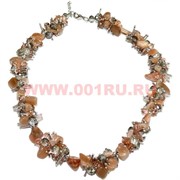 Бусы "Ёжик" из натур.камня 45 см кварц