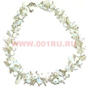 Бусы "Ёжик" из натур.камня 45 см лунный камень