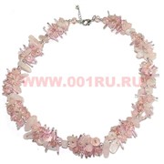 Бусы "Ёжик" из натур.камня 45 см розовый кварц