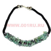 Бусы из натур.камня на кожаном ремешке 45 см флюорит