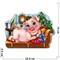 Ключница деревянная 14х22 см «Свинка на диване» с металлическими крючками - фото 124318